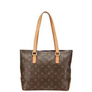 Louis Vuitton Monogram Cabas Piano Handbag Tote Bag Brown Leather